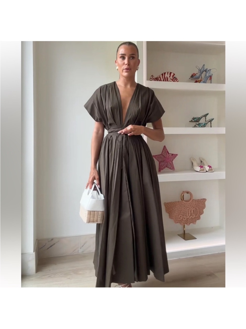 Zara ZW COLLECTION PLEATED MIDI DRESS - Picture 1 of 7